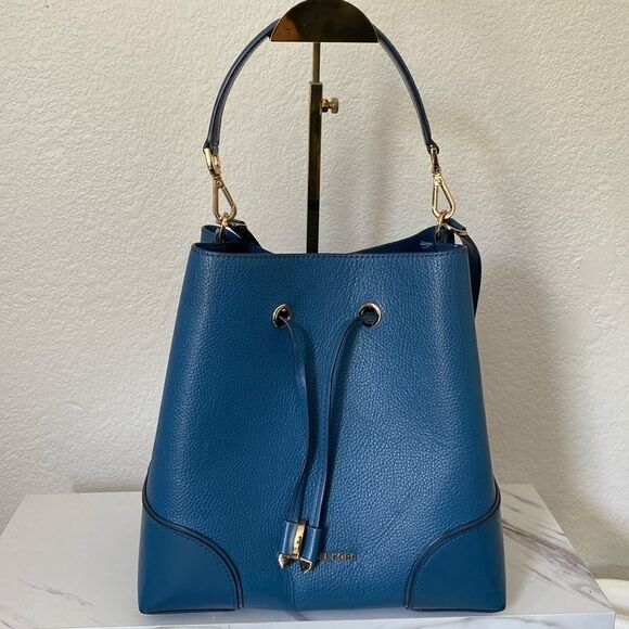 Michael Kors Blue Pebbled Leather Bucket Bag - Picture 1 of 16